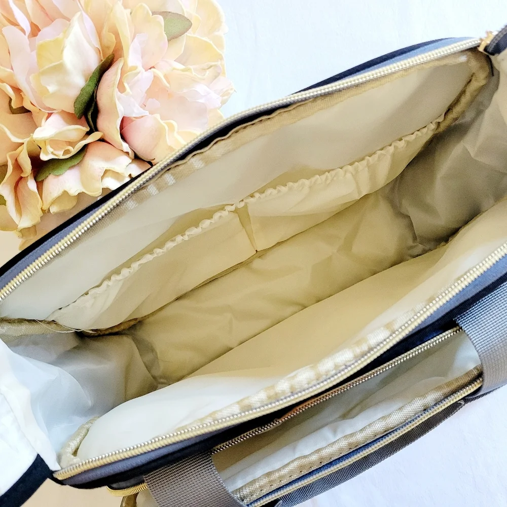 TRENDPLAY Black Small Diaper Tote Baby Maternity Bag, Neutral Quilt Canv…